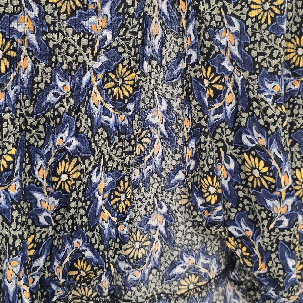 Floral Blue and Yellow Maxi Dress w/ Split Front, Brand: Sangria, Size Small. - Picture 8 of 9